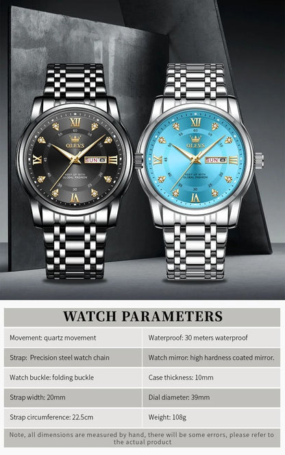 Diamond Accent Quartz Watch With Dual Calendar And Roman Dial 4