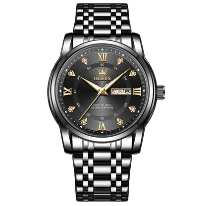 Diamond Accent Quartz Watch With Dual Calendar And Roman Dial 6