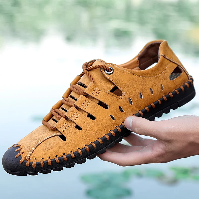 Comfortable Men Leather Sandals Summer Outdoor Casual Shoes Beach Walking Sneakers Male Casual Sand 5