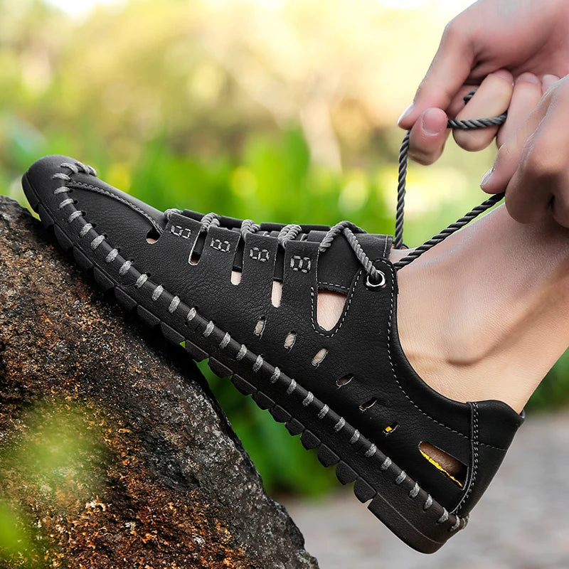 Comfortable Men Leather Sandals Summer Outdoor Casual Shoes Beach Walking Sneakers Male Casual Sand 1