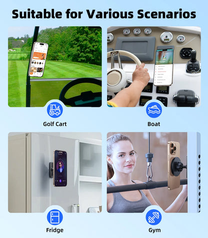 Magnetic Phone Holder Stand for Boat, Gym, Fridge, Portable Golf Cart Phone Holder, Universal for iPhone, 360° Rotatable