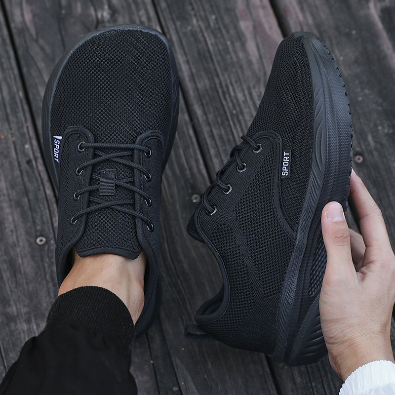 Mens Platform Thick And Low Barefoot Shoes Wide Toe Fitness Sneakers Womens Hard Strap Black Sports 6