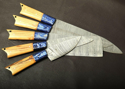 Handmade Damascus Steel Chef Knife Kitchen Set With Popular Wood Handle 1