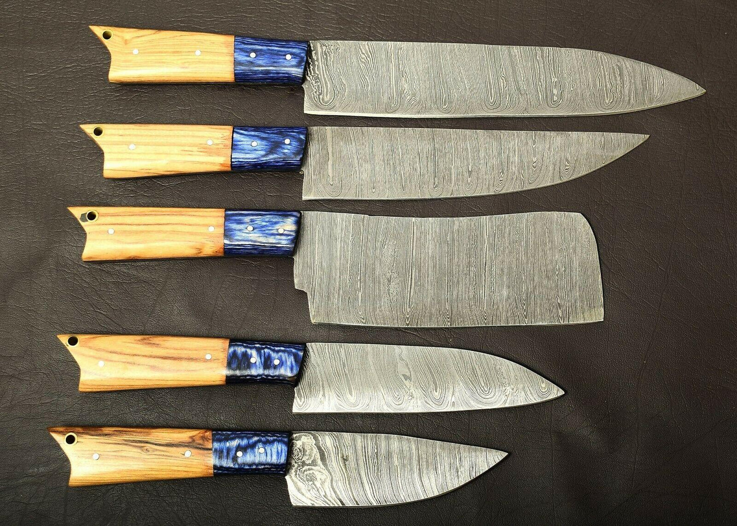 Handmade Damascus Steel Chef Knife Kitchen Set with Popular Wood Handle