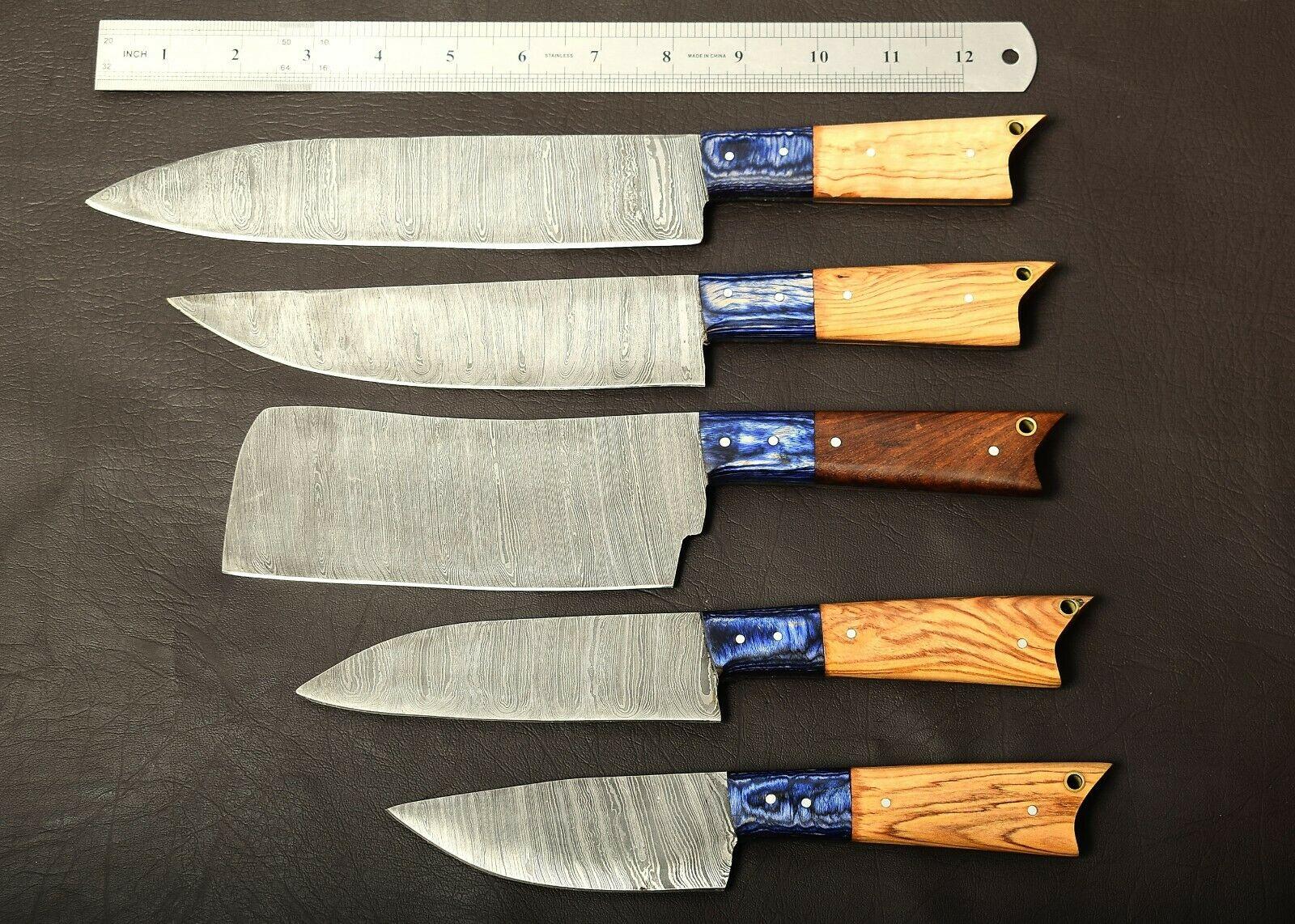 Handmade Damascus Steel Chef Knife Kitchen Set With Popular Wood Handle 2