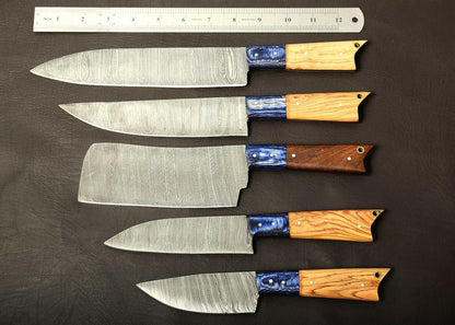 Handmade Damascus Steel Chef Knife Kitchen Set With Popular Wood Handle 2