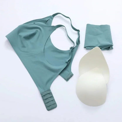 Seamless Bralette, Wireless Sleep Bra, Removable Padded Latex Jelly Underwear, Comfortable One Piece Brassiere for Women