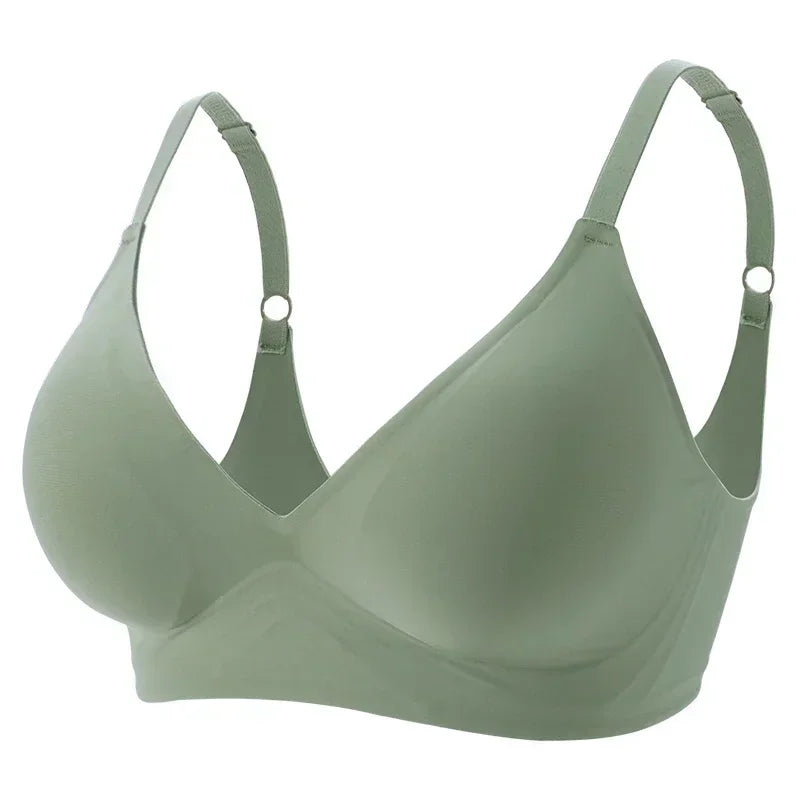 Seamless Bralette, Wireless Sleep Bra, Removable Padded Latex Jelly Underwear, Comfortable One Piece Brassiere for Women