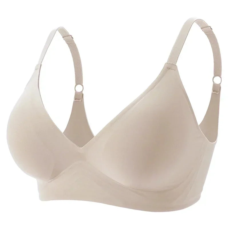 Seamless Bralette, Wireless Sleep Bra, Removable Padded Latex Jelly Underwear, Comfortable One Piece Brassiere for Women