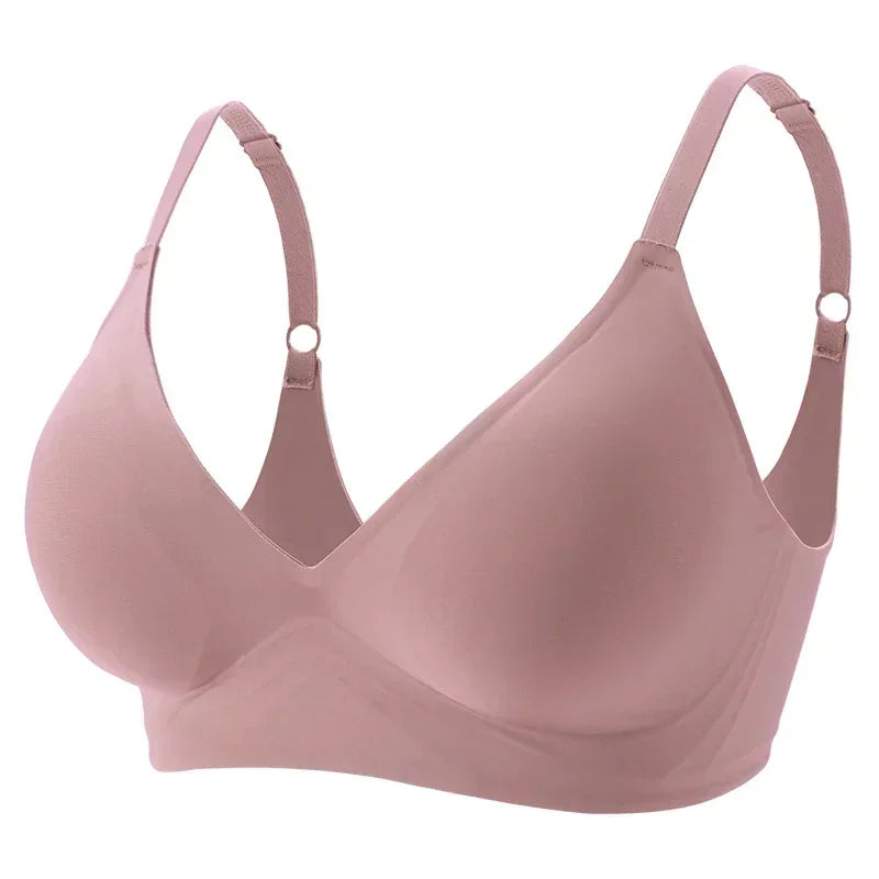 Seamless Bralette, Wireless Sleep Bra, Removable Padded Latex Jelly Underwear, Comfortable One Piece Brassiere for Women