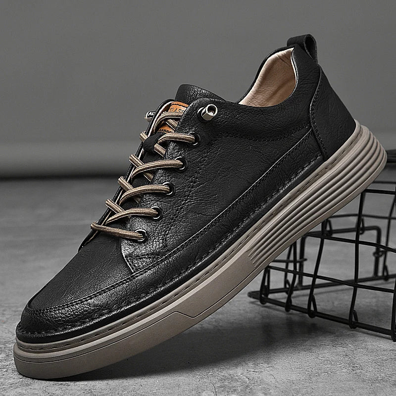 Genuine Leather Men Flats, Fashion Handmade Brand Men Casual Shoes, Luxury Soft Oxford Shoes, Outdoor Shoes Men Sneakers