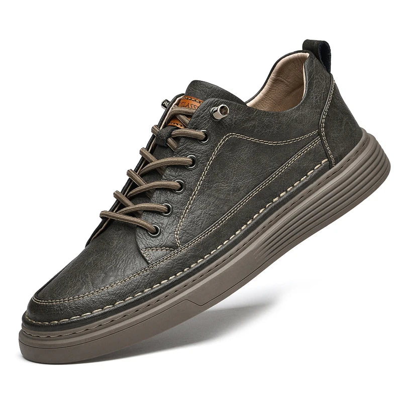Genuine Leather Men Flats, Fashion Handmade Brand Men Casual Shoes, Luxury Soft Oxford Shoes, Outdoor Shoes Men Sneakers