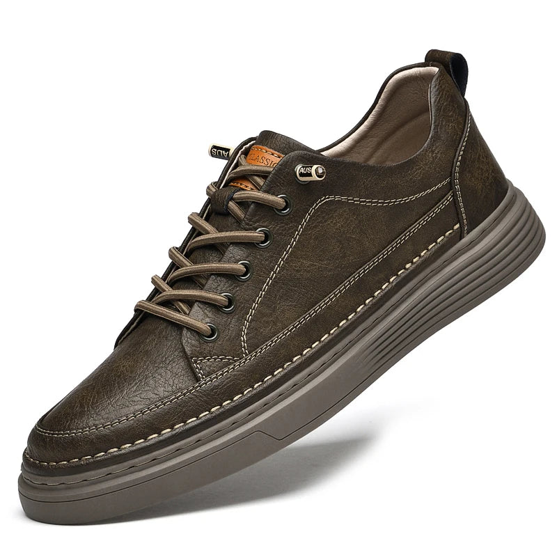 Genuine Leather Men Flats, Fashion Handmade Brand Men Casual Shoes, Luxury Soft Oxford Shoes, Outdoor Shoes Men Sneakers