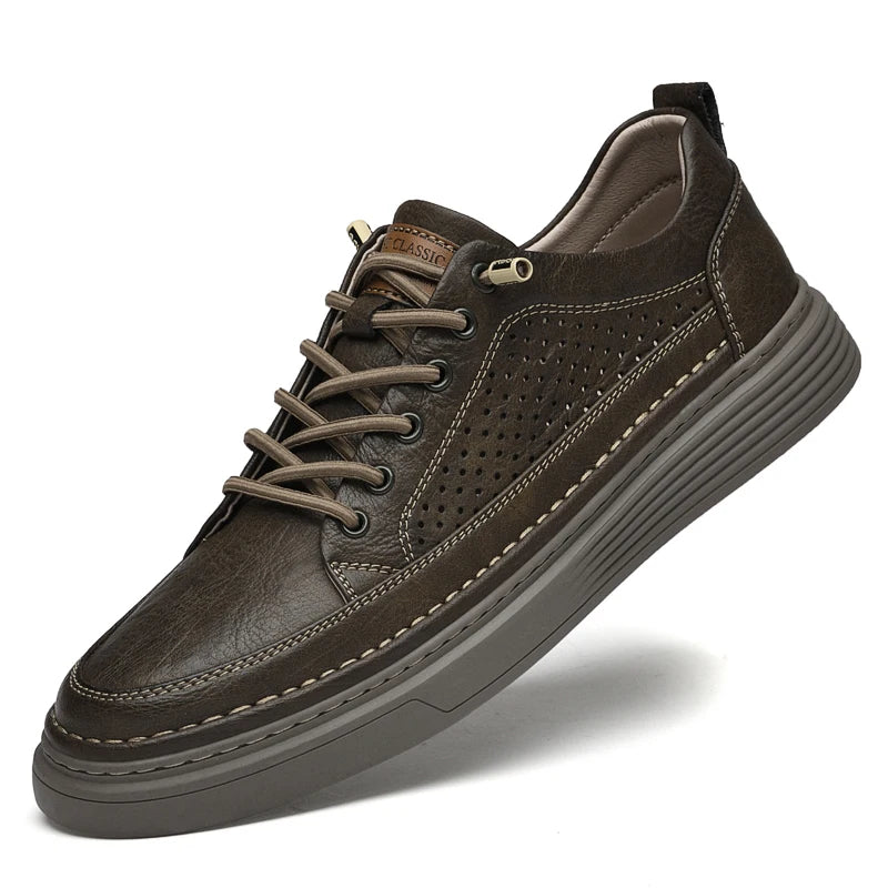 Genuine Leather Men Flats, Fashion Handmade Brand Men Casual Shoes, Luxury Soft Oxford Shoes, Outdoor Shoes Men Sneakers