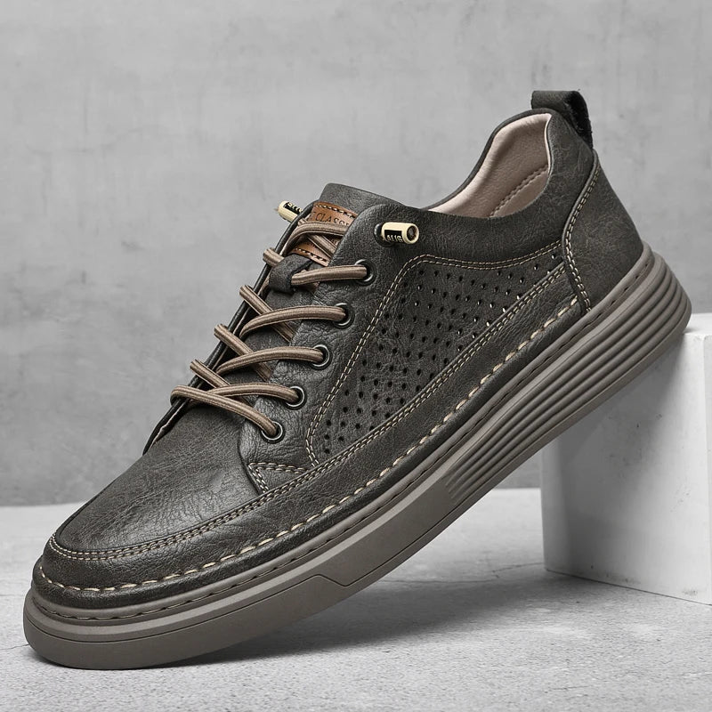 Genuine Leather Men Flats, Fashion Handmade Brand Men Casual Shoes, Luxury Soft Oxford Shoes, Outdoor Shoes Men Sneakers