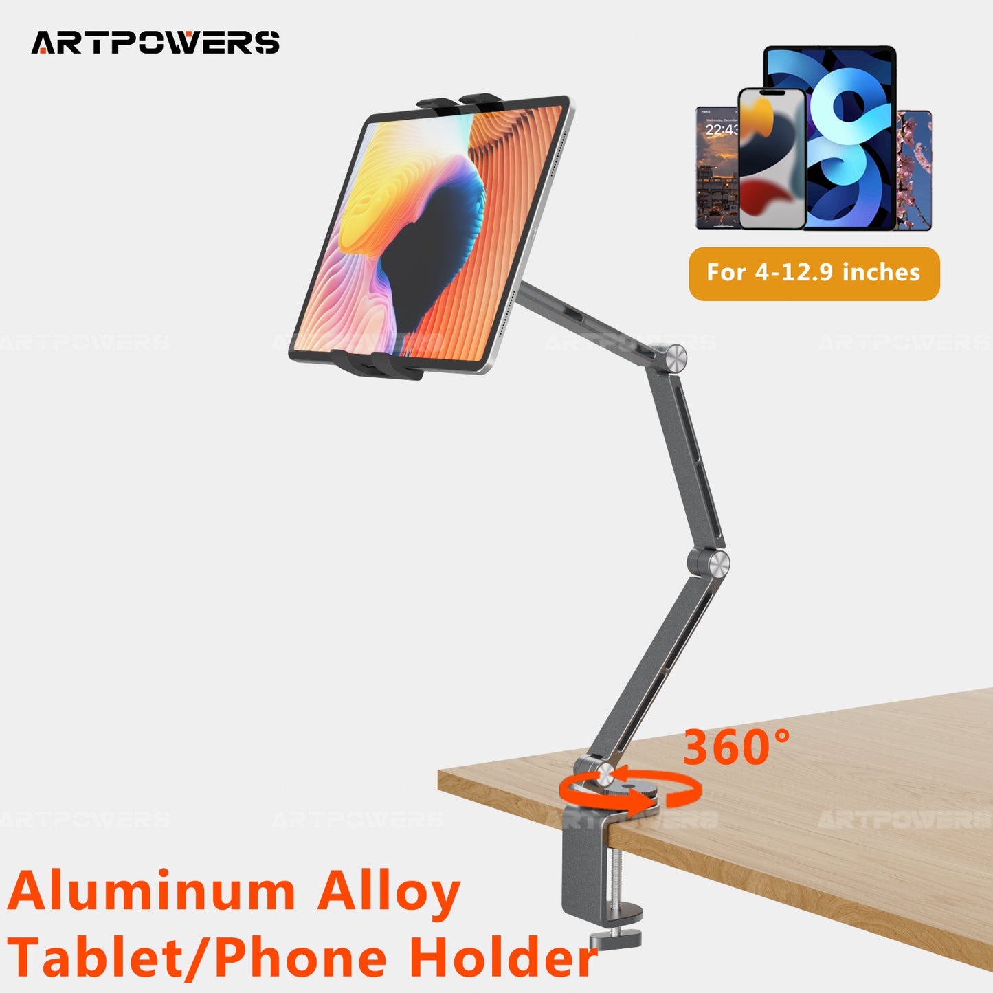 Tablet Phone Holder Flexible Magnetic Stand, Universal Tablet Holder for iPad Air Pro, Galaxy Tab Xiaomi Clip Mount Bed