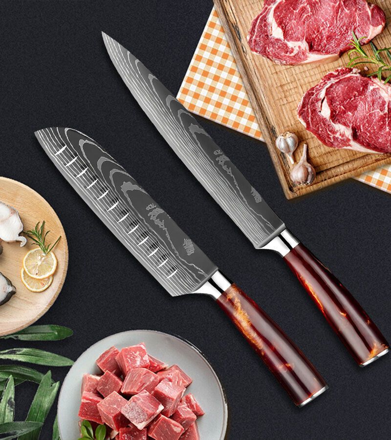 Premium Japanese Style Damascus Steel Chef Knives Set Of 6 With Case 1