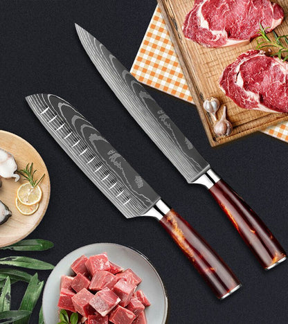 Premium Japanese Style Damascus Steel Chef Knives Set Of 6 With Case 1