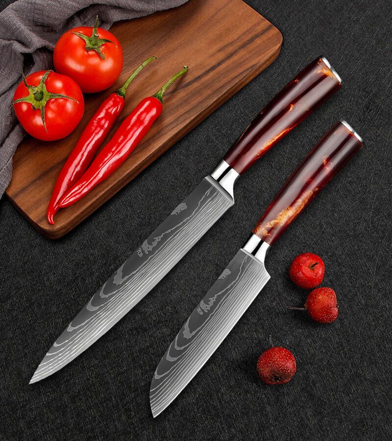 Premium Japanese Style Damascus Steel Chef Knives Set Of 6 With Case 4