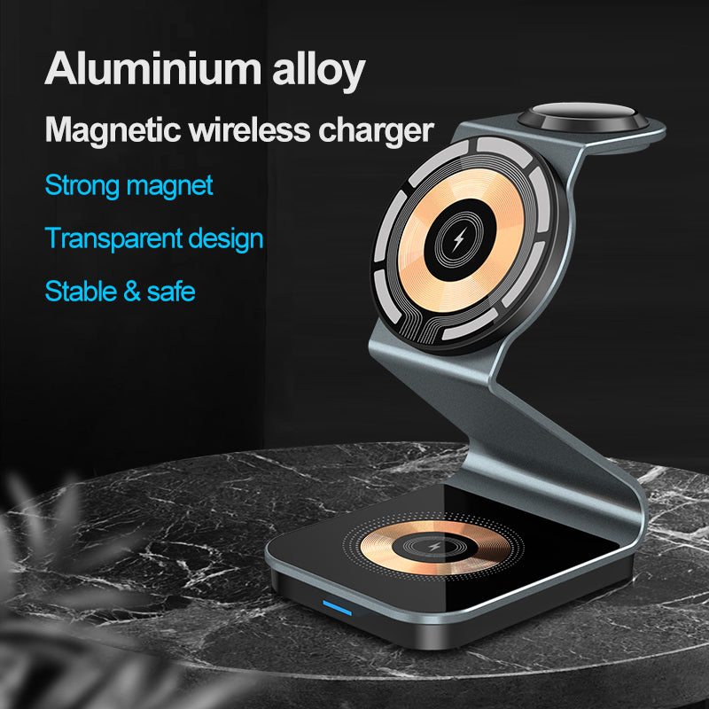 Apple Watch Dual 15W Fast Wireless Charging, 3 in 1 Magnetic Wireless Charger for Magsafe, Xiaomi Iphone