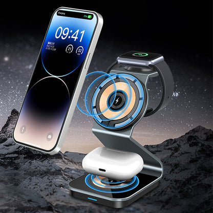 Apple Watch Dual 15W Fast Wireless Charging, 3 in 1 Magnetic Wireless Charger for Magsafe, Xiaomi Iphone