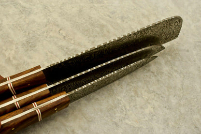 Handmade Damascus Etching Blade 5Piece Chef Knife Kitchen Set 4