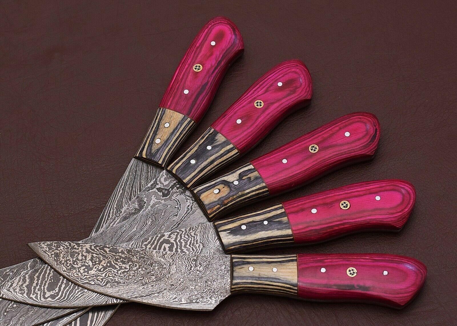 Handmade Damascus Chef Knife Kitchen Set With Pakka Wood Handle  Sheath 3
