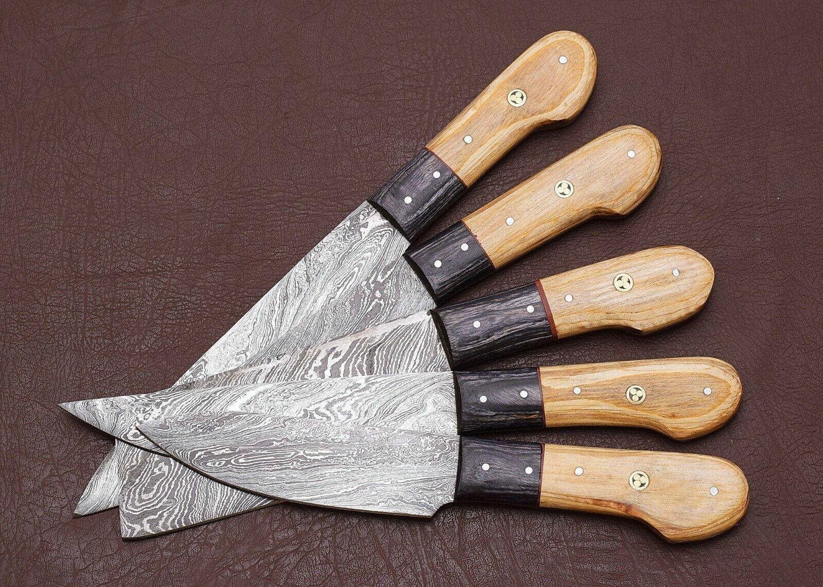 Professional Damascus Chef Knives Set With Leather Sheath 2