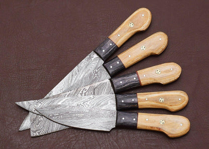 Professional Damascus Chef Knives Set With Leather Sheath 2
