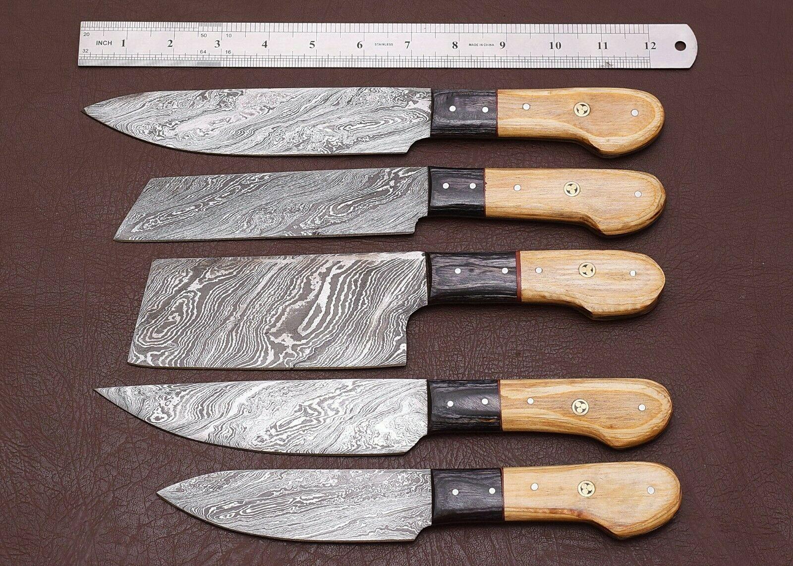 Professional Damascus Chef Knives Set With Leather Sheath 1