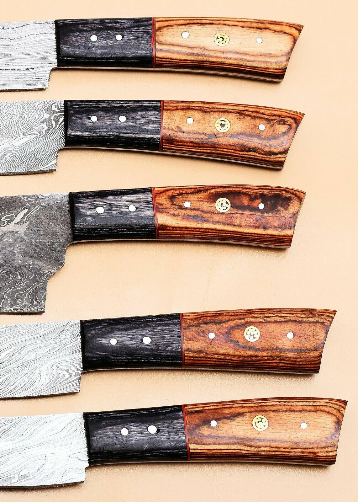 5Piece Handmade Damascus Kitchen Knife Set Pakka Wood Grip 1