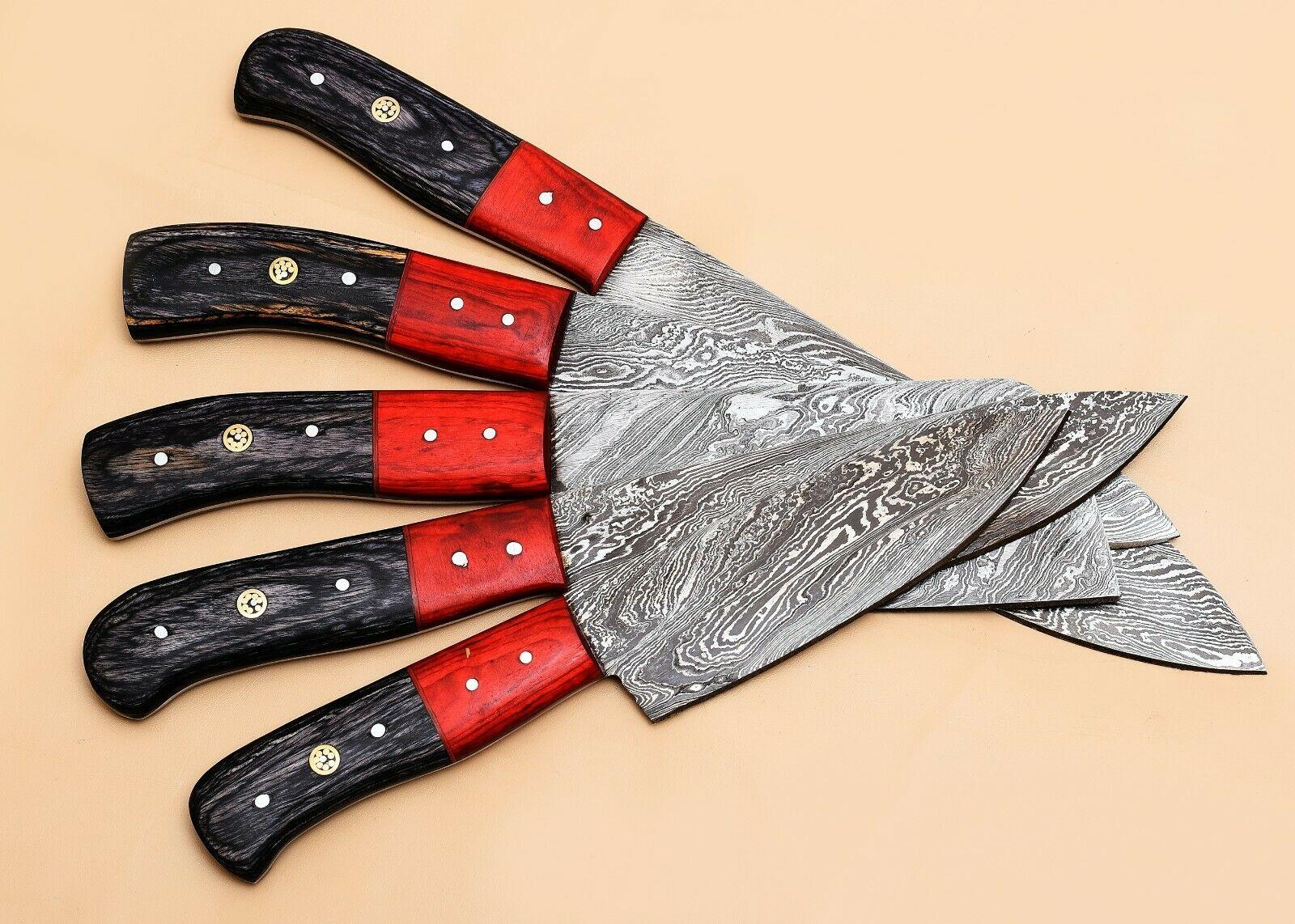 Damascus Steel Kitchen Chef Knives Set With Wooden Handles 3