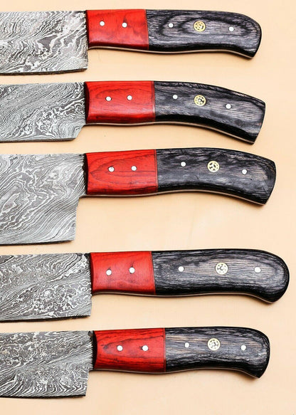 Damascus Steel Kitchen Chef Knives Set With Wooden Handles 2