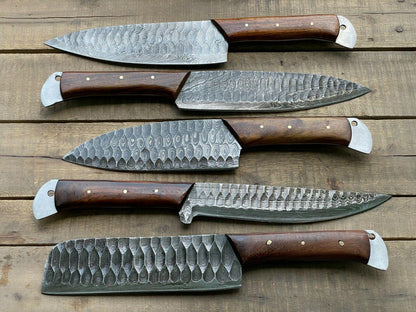 Professional Handmade Damascus Chef Knives Set Of 5 Pieces 2