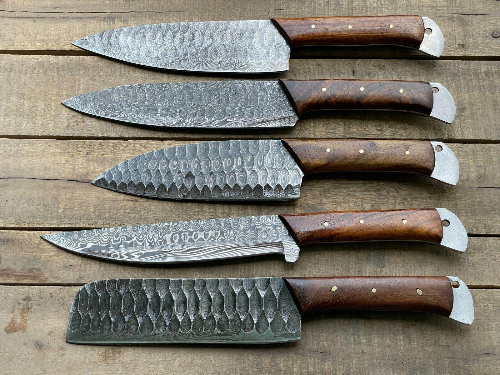 Professional Handmade Damascus Chef Knives Set Of 5 Pieces 1