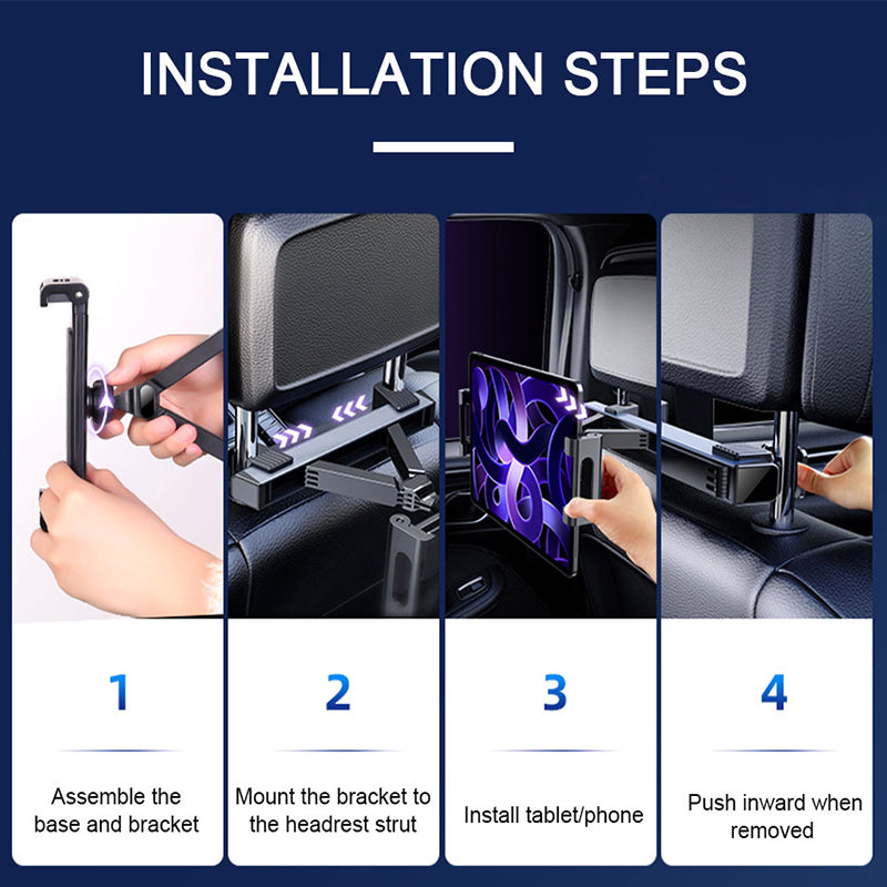 Telescopic Anti Shake Auto Table Holder Smartphone Mount Upgraded Car Headrest Phone Holder, Compatible with 4-12.9 Inch