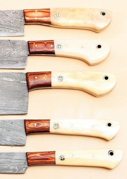 Handmade Damascus Steel Chef Knife Set Of 5 With Bone Handle 2