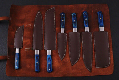Damascus Handmade 7 Piece Chef Knife Set With Leather Kit 3