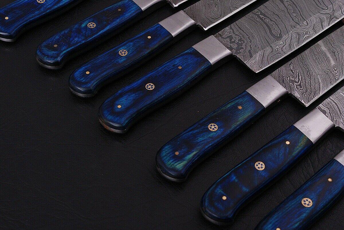 Damascus Handmade 7 Piece Chef Knife Set With Leather Kit 1