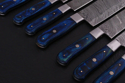 Damascus Handmade 7 Piece Chef Knife Set With Leather Kit 1
