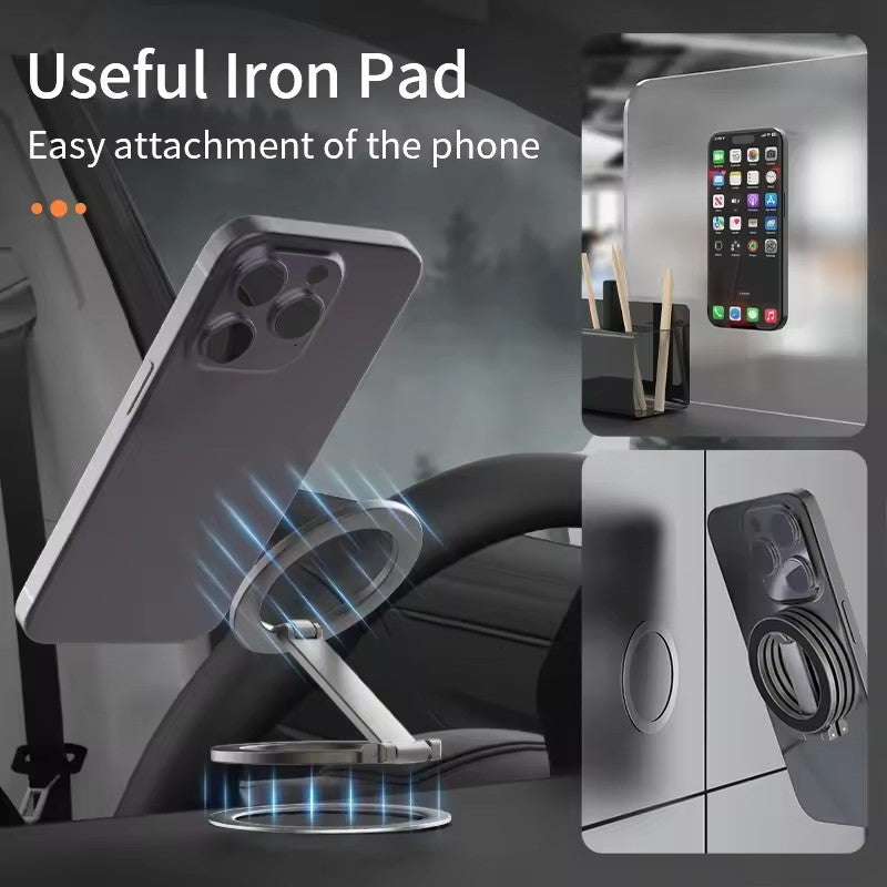 Universal Folding Car Holder Magnetic, Double Sided Magnetic Phone Ring Holder for Magsafe, Phone Accessories Support