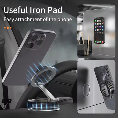 Universal Folding Car Holder Magnetic, Double Sided Magnetic Phone Ring Holder for Magsafe, Phone Accessories Support