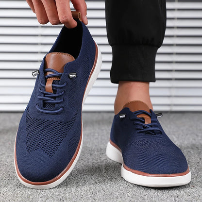 Mens Knitted Walking Shoes, Lightweight Comfortable Fit Sneakers, All Day Support Casual Hiking Shoes for Everyday Wear