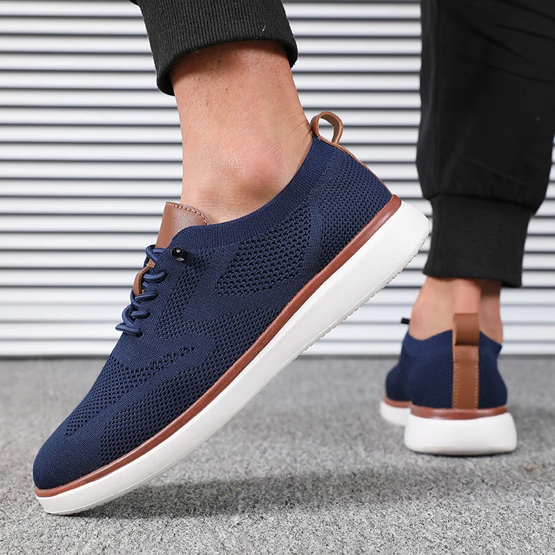 Mens Knitted Walking Shoes, Lightweight Comfortable Fit Sneakers, All Day Support Casual Hiking Shoes for Everyday Wear