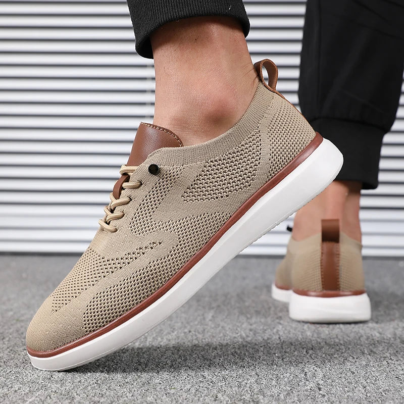 Mens Knitted Walking Shoes, Lightweight Comfortable Fit Sneakers, All Day Support Casual Hiking Shoes for Everyday Wear