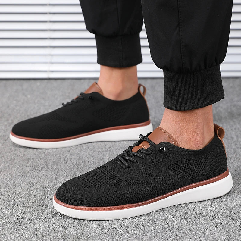 Mens Knitted Walking Shoes, Lightweight Comfortable Fit Sneakers, All Day Support Casual Hiking Shoes for Everyday Wear