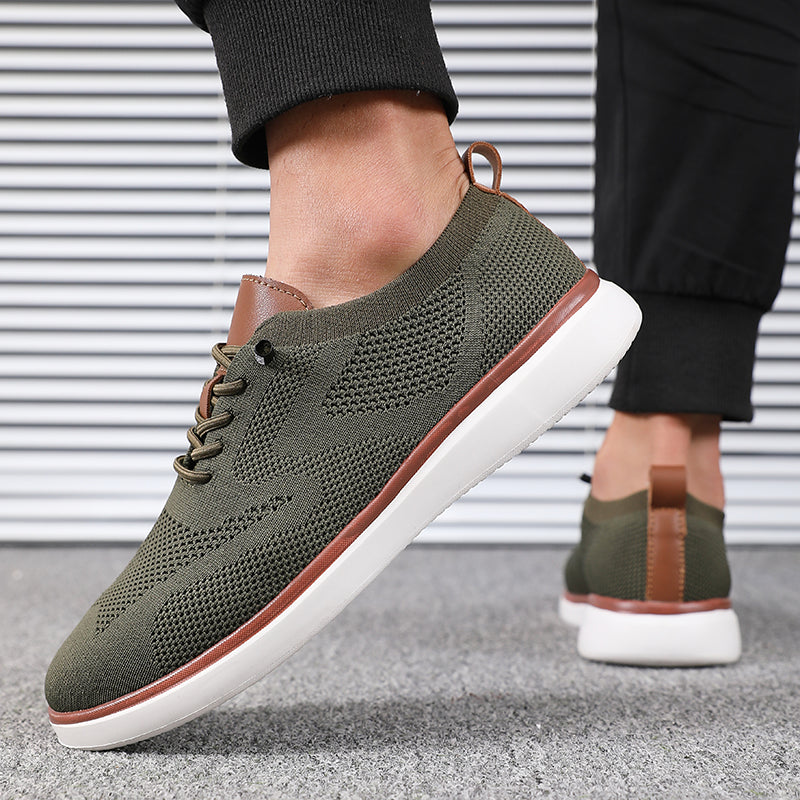 Mens Knitted Walking Shoes, Lightweight Comfortable Fit Sneakers, All Day Support Casual Hiking Shoes for Everyday Wear