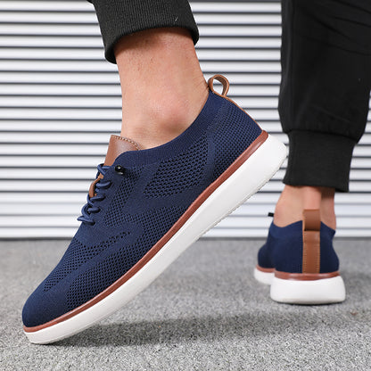 Mens Knitted Walking Shoes, Lightweight Comfortable Fit Sneakers, All Day Support Casual Hiking Shoes for Everyday Wear