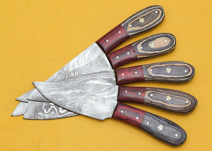 Handmade Damascus Steel Chef Knife Kitchen Set With Pakka Wood Handle 2