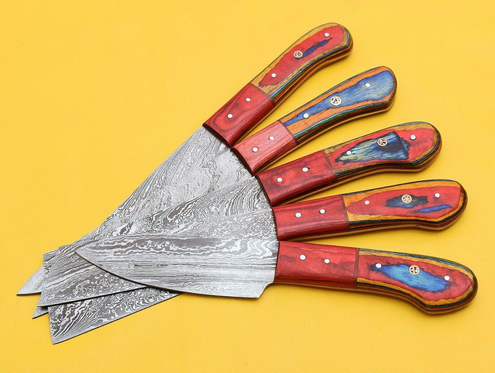 Handmade Damascus Steel Chef Knife Set With Elegant Pakka Wood Handles 2